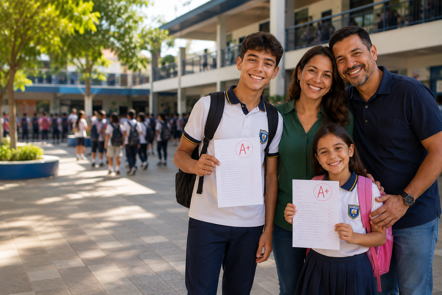 Fam&iacute;lia reunida celebrando o desenvolvimento dos jovens
